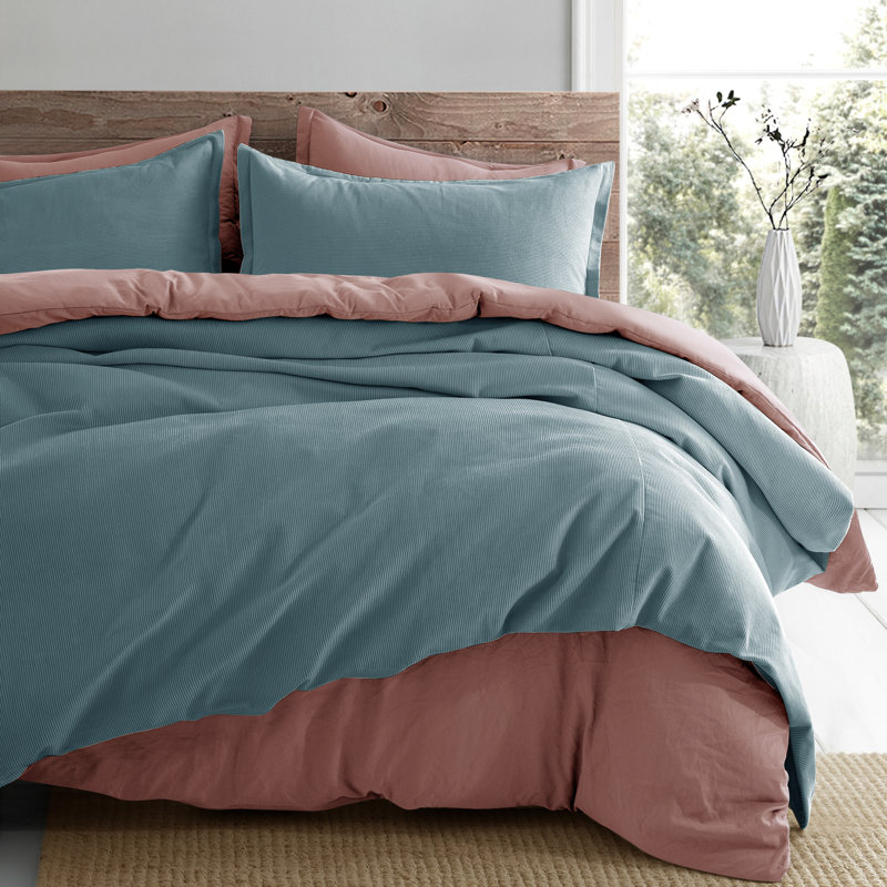 Neil Cotton Sateen Duvet Cover, Supper King Duvet Cover + 2 King Pillowcases, Stormy Sea