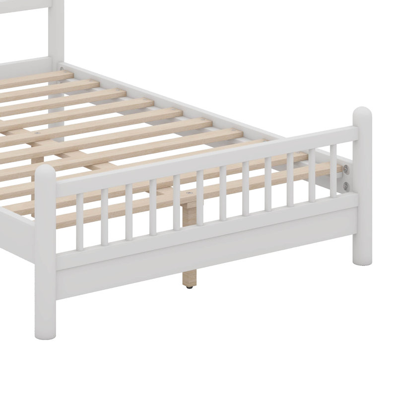 Lit plateforme avec tête de lit arquée, cadre de lit en bois à conception silencieuse, aucun sommier tapissier requis, Double