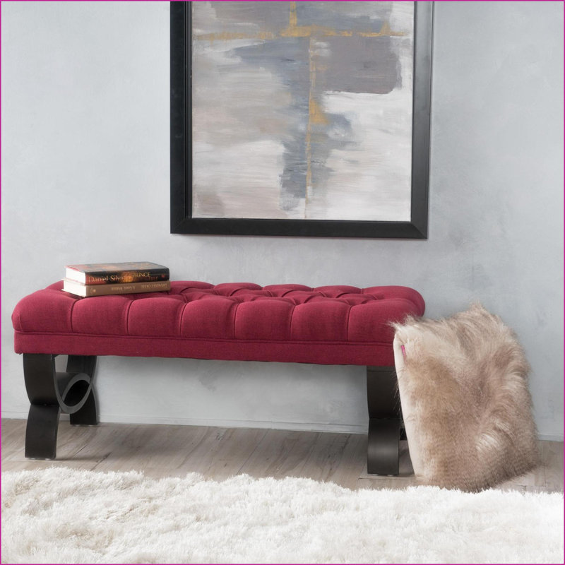 De salon avec repose-pieds capitonné à coutures losangées | Noir | Bois, Rouge