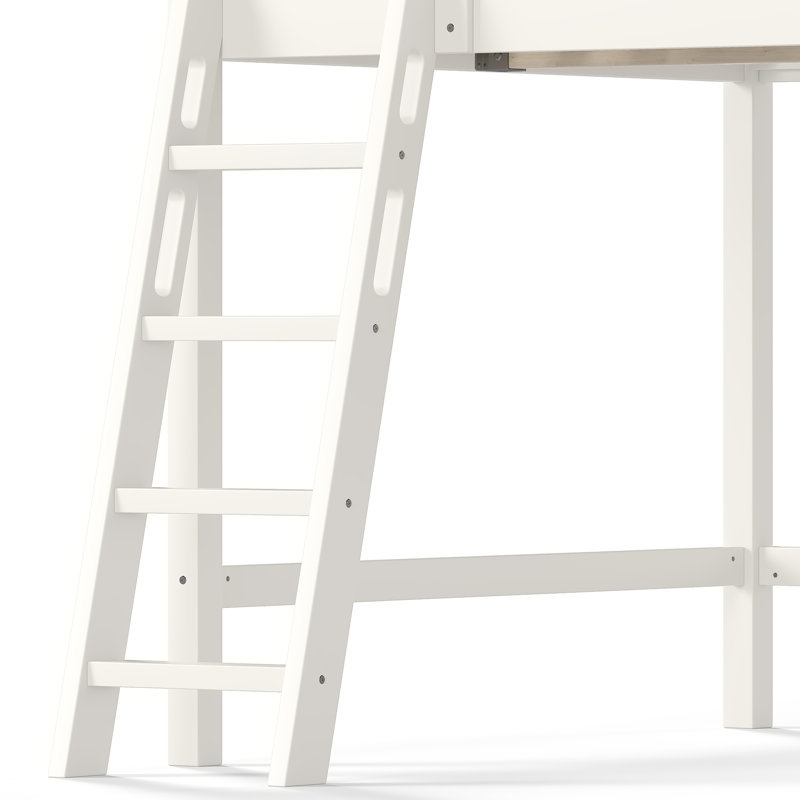 Lit mezzanine double peu encombrant, rangement moderne en bois aggloméré beige pour chambre d'enfant