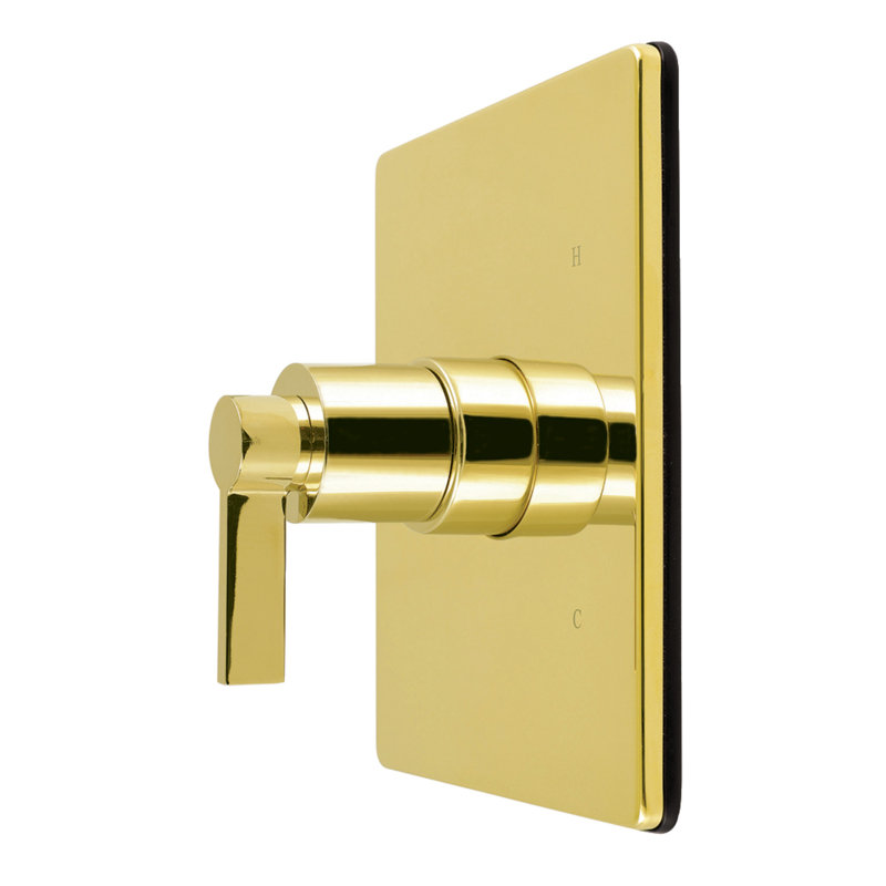 Kingston Brass NuvoFusion Single-Handle Pressure Balanced Tub and Shower Faucet Valve and Trim Kit, Polished Brass