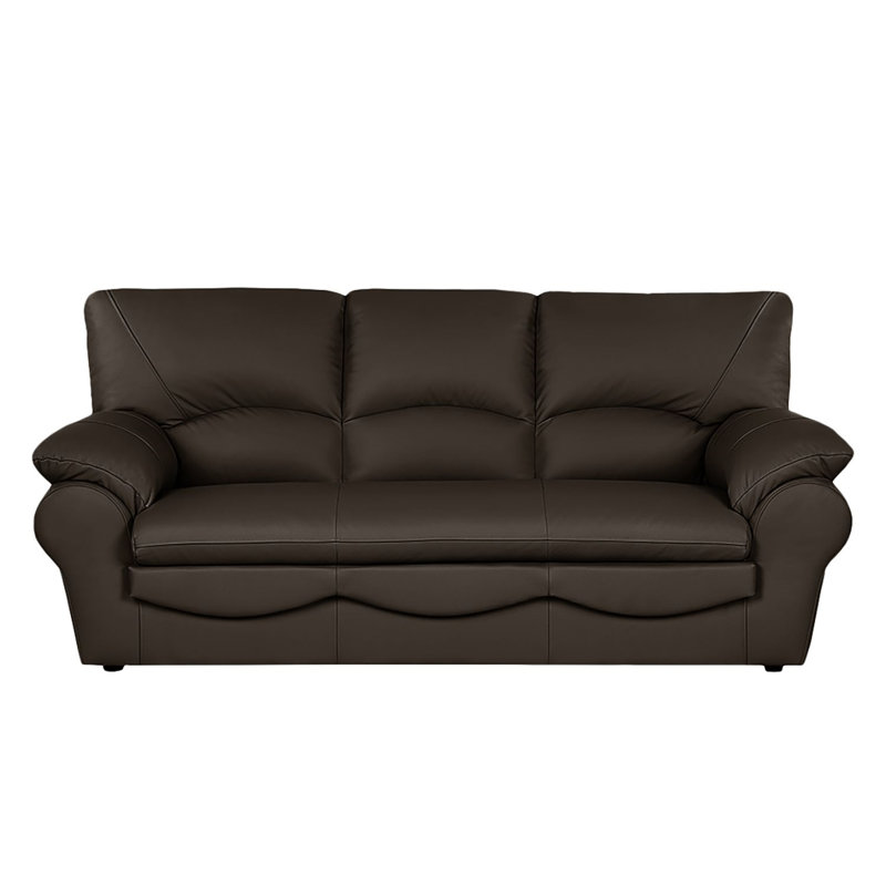 Heppman 3 Seater Top Grain Leather Sofa Bed, Dark Brown