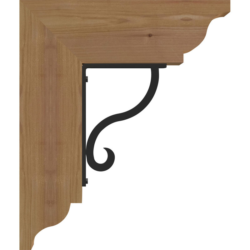 3 1/2"W x 13 1/2"D x 16"H Ashford Traditional Ironcrest Smooth Bracket, Western Red Cedar (1 1/2"W x 5 1/2"D x 8"H Iron Bracket)