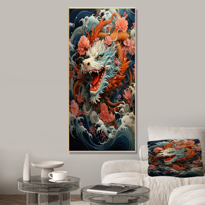 Dragon japonais sur la vague au large de Kanagawa VI - Art mural asiatique