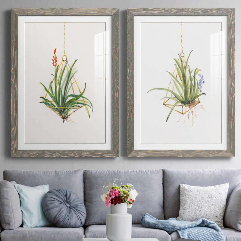 Gardenaire I - Ensemble de 2 peintures, H 31,5 po x l 47 po x P 1,5 po, Cadre en papier gris