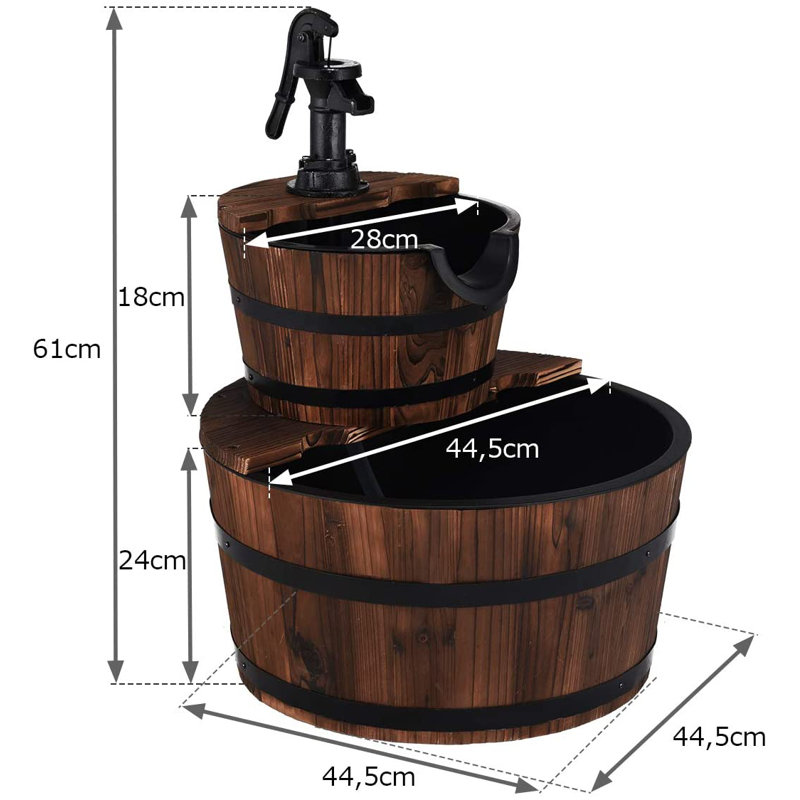 Outdoor Wood Weather Resistant Cascade Fountain