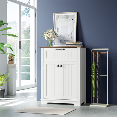 Armoire autoportante pour salle de bain avec portes et tiroir, armoire en bois blanc de 31,5 po avec tablette de rangement réglable, armoires de cuisine pour le salon, le vestibule, le bureau