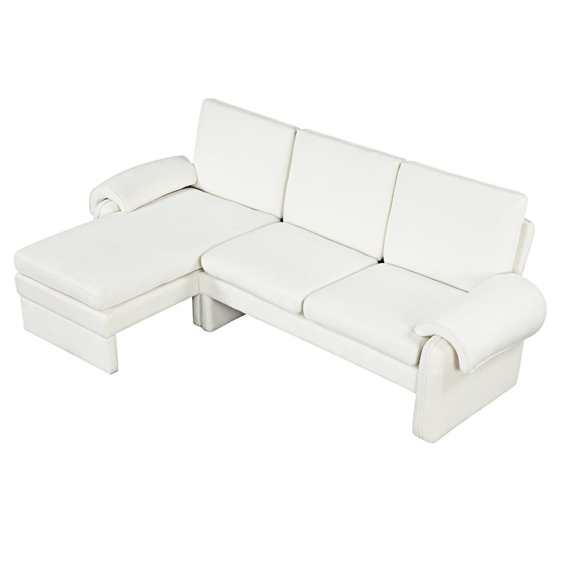 Canapé-lit convertible à futon avec dossier réglable et méridienne réversible, Chenille beige