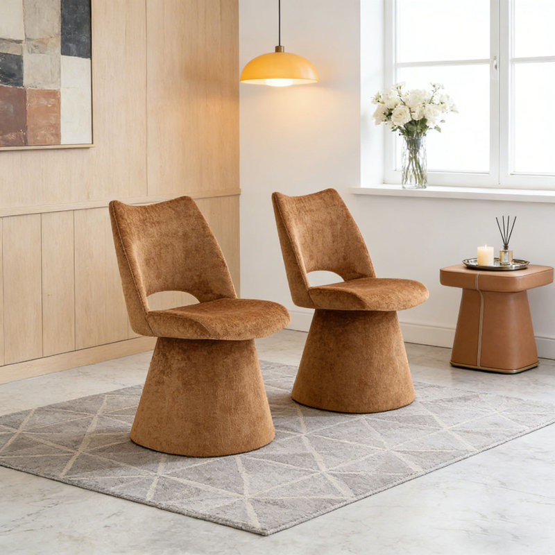 Chaise d'appoint rembourrée, Brun
