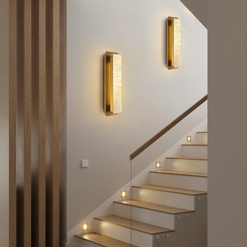 Mikinzie 2-Light LED Alabaster Wall Sconces (Set of 2), Brass