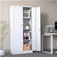 Armoire de rangement en métal 71 po H, armoire verrouillable en acier à outils blanc avec portes et 3 tablettes réglables, armoires hautes pour systèmes de rangement de garage-1555269531