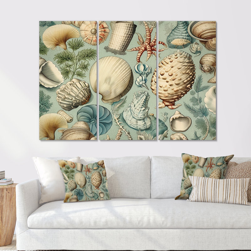Vintage Seashell Treasures - Ensemble de décoration murale coquillage, H 40 po x l 60 po x P 1 po