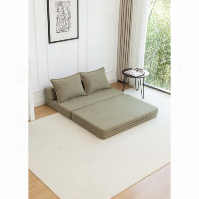 Corduroy Fabric Armless Foldable Sofa Bed Sleepe