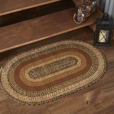 Kettle Grove Jute Geometric Braided Jute Black/Caramel Area Rug