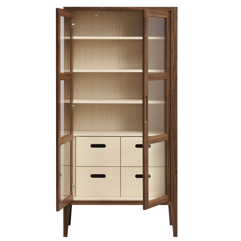Nell 71" Glass Door Tall Display Storage Cabinet