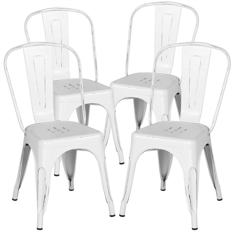 Tabouret court 18 po Clogh, Blanc vieilli