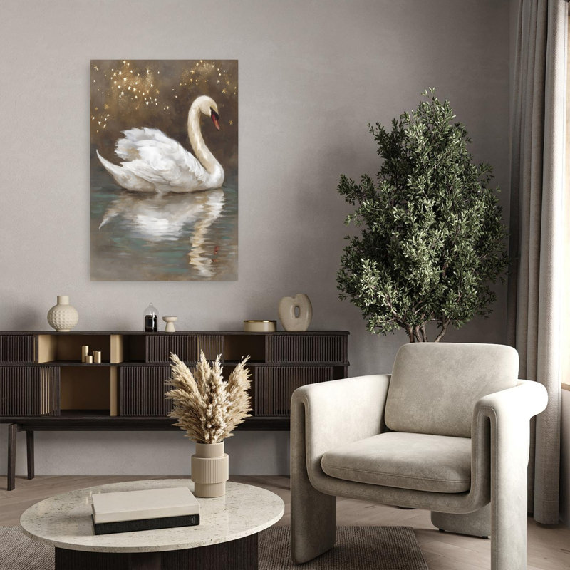 Elegant Swan III Abstract Contemporary Wall Art Print, 36" H x 24" W