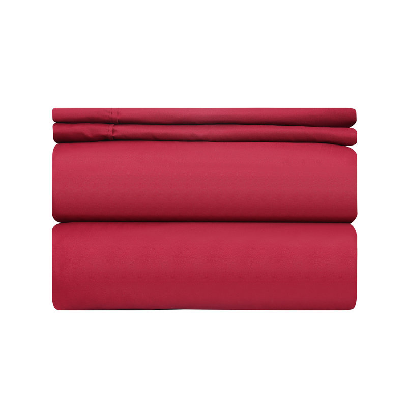 Microfiber Sheet Set, Burgundy, King Sheet Set with 2 Pillowcases