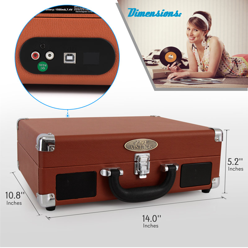 Portable 78 - Speed Turntable Decorative Record Player with Bluetooth