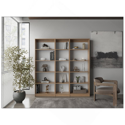 Bookcase Set 3-Piece with Open Shelving