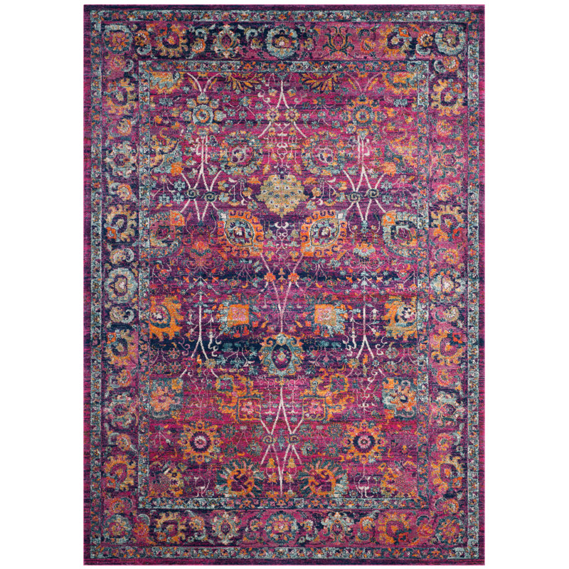 Goldstein Persian Fuchsia Area Rug, Square 201 cm