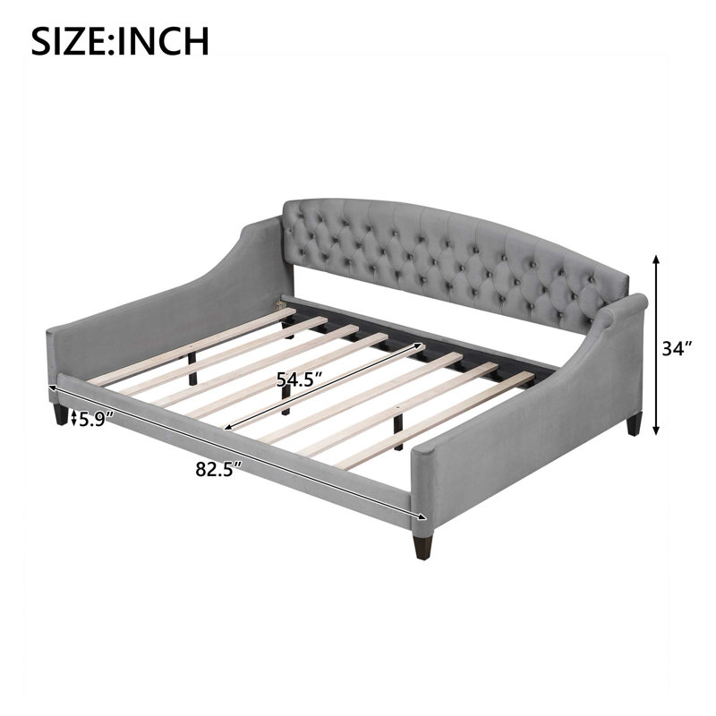 Modern Luxury Tufted Button Daybed,Full, Gray
