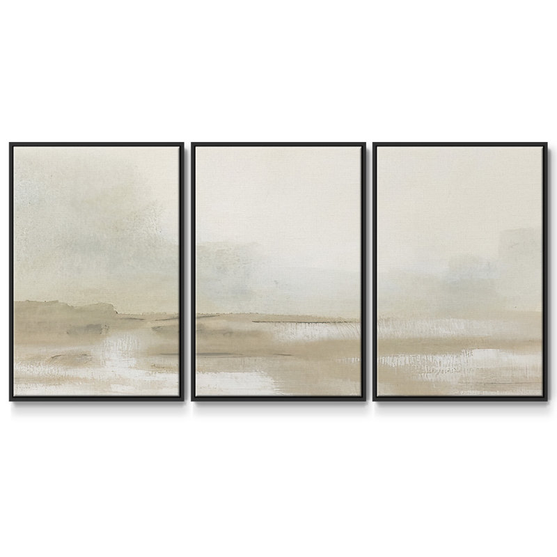 Neutre brume Mesa II - Toile encadrée multi-pièces, H 36 po x l 75 po x P 2 po, Noir
