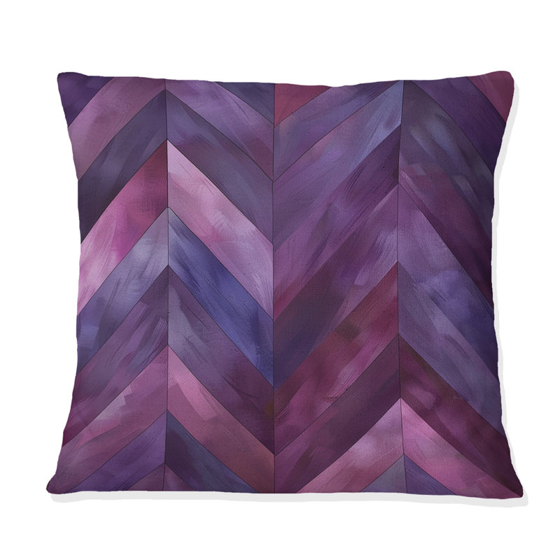 Coussin mauve Mid-Century Chevron I - Midcentury, H 18 po x l 18 po