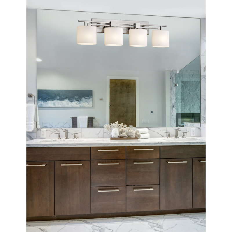 Casson 4 - Light Dimmable Bath Bar, Brushed Nickel, Cylinder with Flat Rim