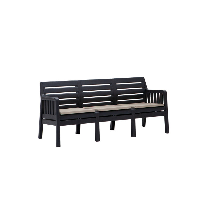 Cardamom 190cm Wide Patio Sofa with Cushions, Black
