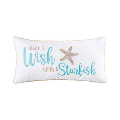 Wish Upon A Starfish Embroidered Throw Pillow