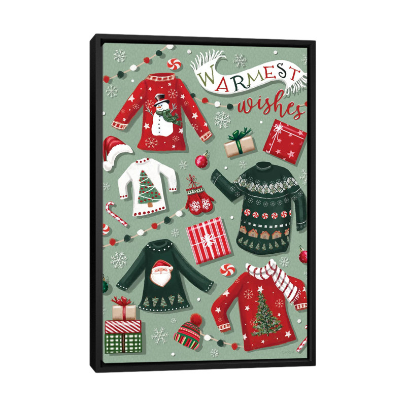 «Warmest Wishes Pulls», reproduction d'art sur toile encadrée, H 48 po x l 32 po, Noir