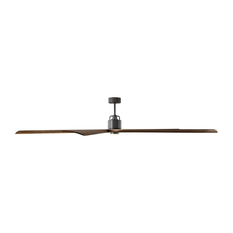Visual Comfort Fan Aspen 84 Indoor Ceiling Fan with Threaded Downrod, Midnight Black blades and Handheld Remote, Dark Walnut