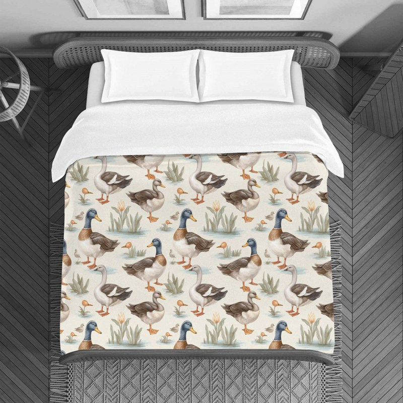 Duck Animal Brown Polyester Duvet Cover, Queen Duvet Cover