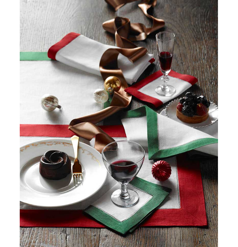 Filetto Rectangle Placemats, White/Silver