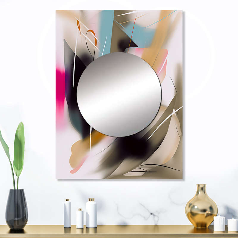 Bergner Shape Abstract Artwork III - Miroir mural décoratif, peinture abstraite, 32 po x 24 po