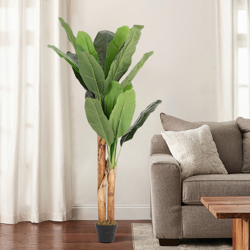 150 cm H Faux Plant in Plastic Freestanding  Planter