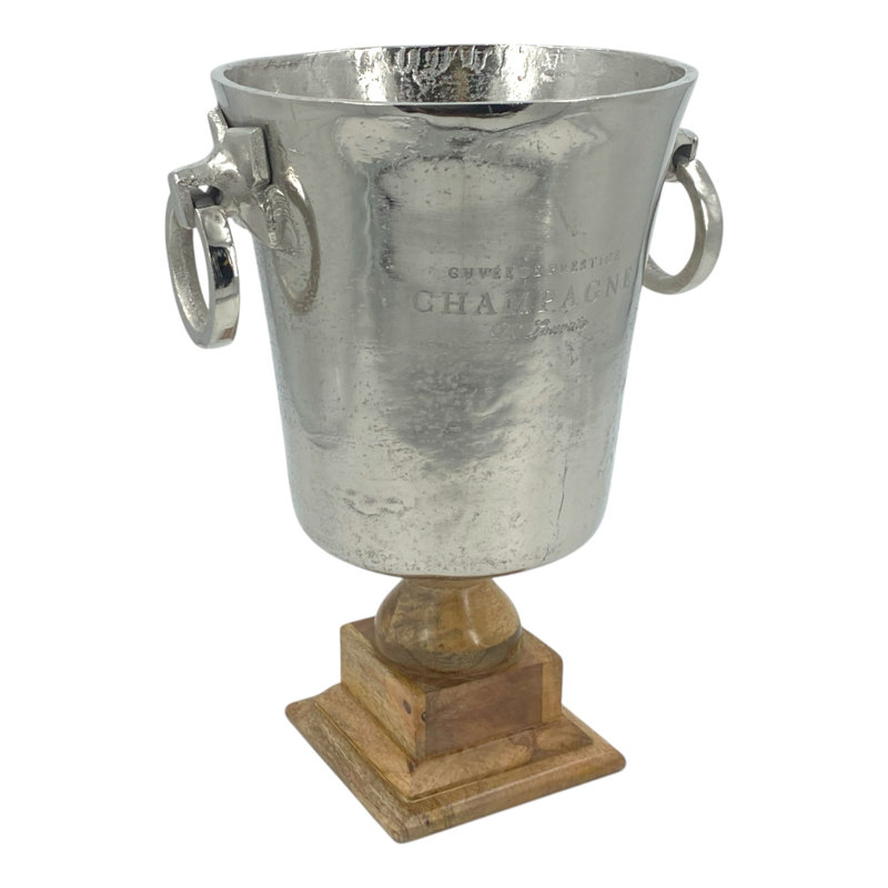 Deluxe Large Vintage Champagne Cooler Ice Bucket Cooler With Wooden Stand Base, Distressed Finish, Prosecco, Antique, Royal, Cuvée De Prestige, Fine Dining Accessory