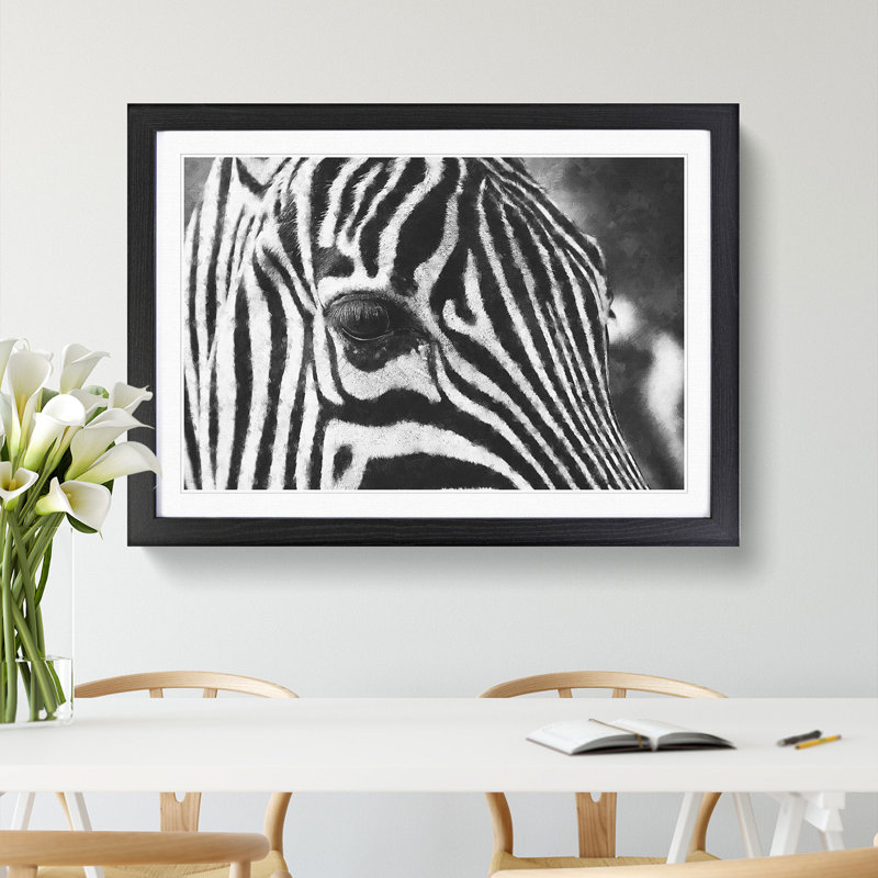 Zebra Vol.1 - Picture Frame Painting, 36cm H x 48cm W x 2cm D, Black