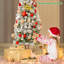 Arbre de Noël blanc réaliste floqué / givré avec lumière DEL-350206247