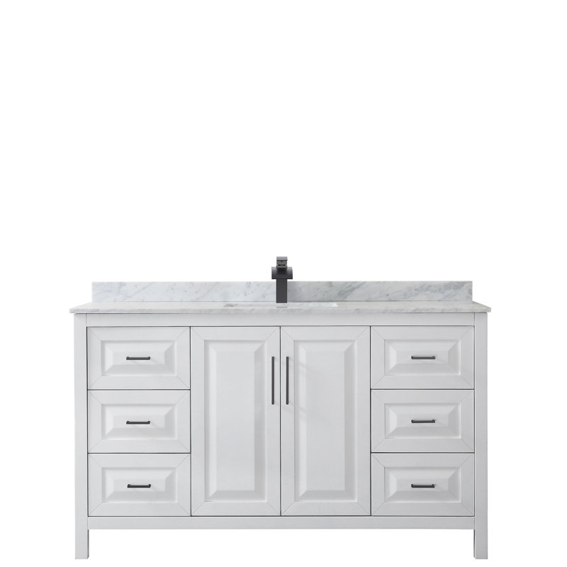 Daria 60'' W Single Vanity, Matte Black, White, White Cultured Marble
