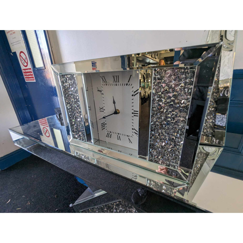 Nova Crushed Diamond Mirrored Table Clock