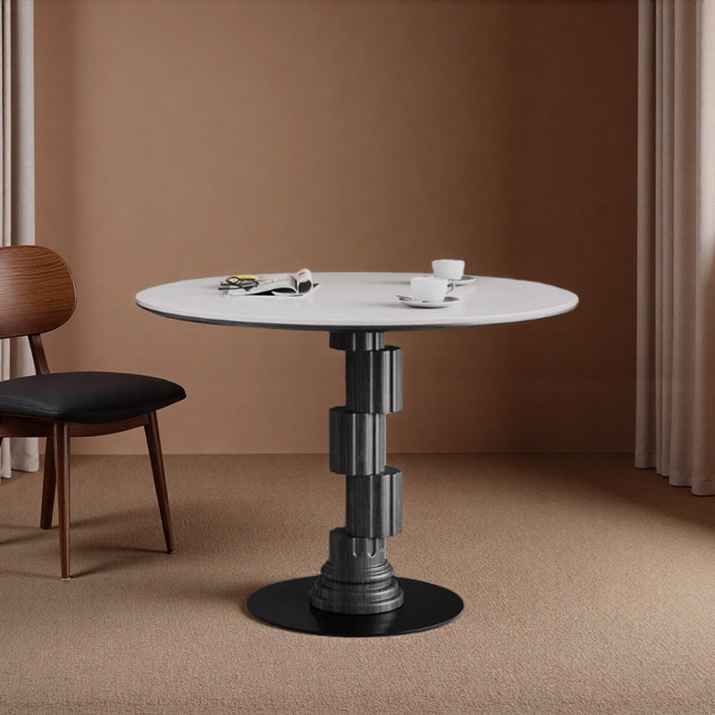 Table ronde Retro Creative, 29.52"H x 39.37"L x 39.37"W, Blanc, Noir