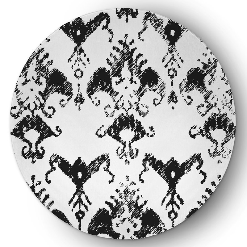 Chenille Ikat Indoor Rug, Round 5'