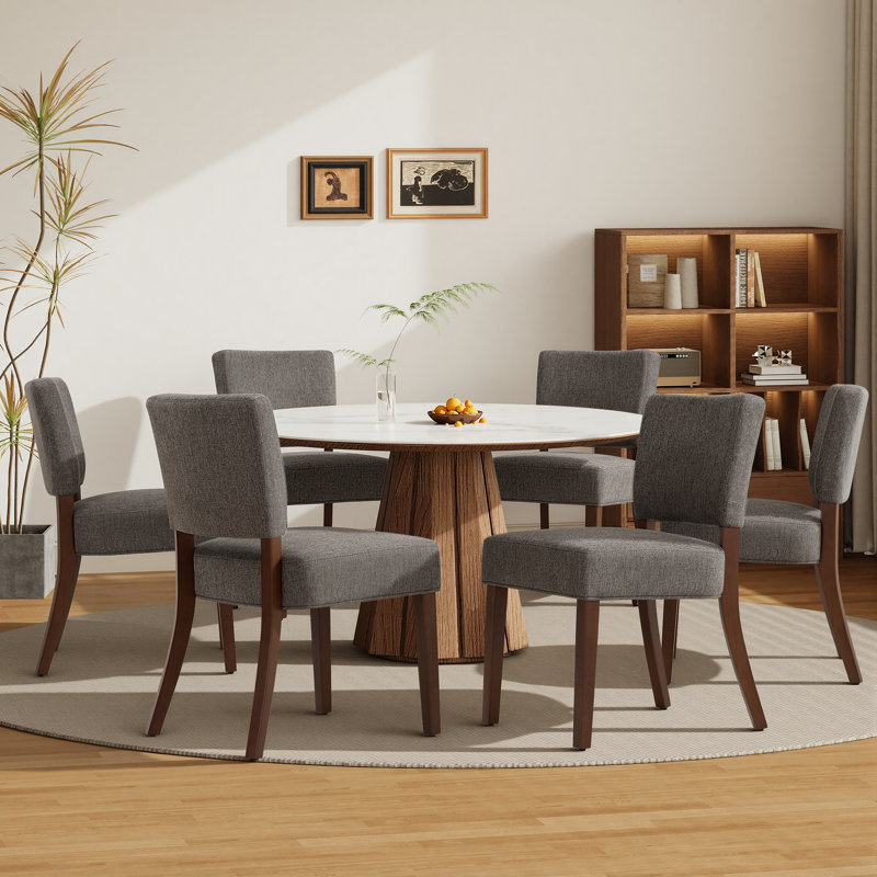 Upholstered Solid Wood Parsons Side Dining Chair, Brown