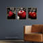 Red Apple Raspberry Cherry On Black White Kitchen Artwork - 3 Piece No Frame Print Set-380734092