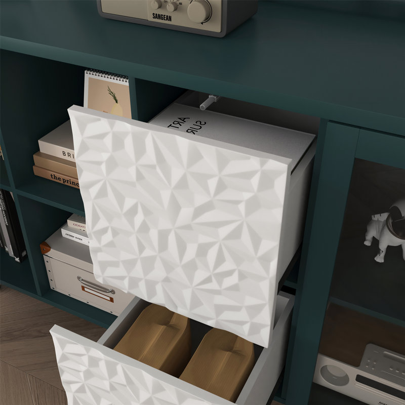 Armoire de rangement de cuisine, armoire d'appoint avec 2 tiroirs et 2 compartiments de rangement ouverts, Vert