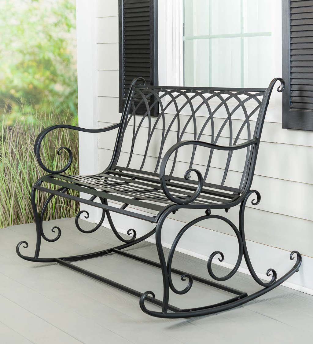Fleur De Lis Living Black Metal Rocking Garden Bench & Reviews Wayfair