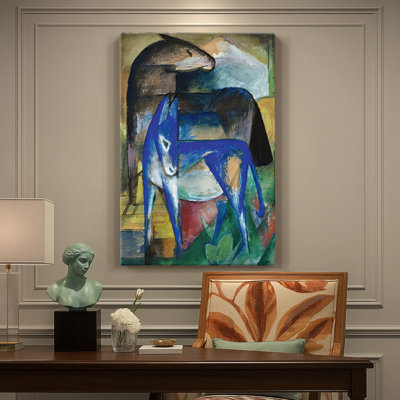 Two Blue Donkeys -Gallery Wrapped Canvas by Franz Marc