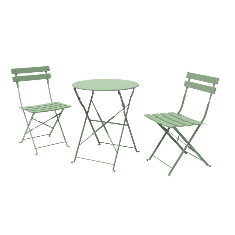 Shelah 3-Piece Steel Folding Bistro Set, Sage Green